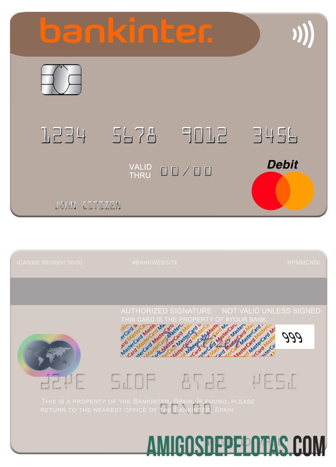 Espanha Bankinter Mastercard exemplo real